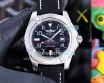 Replica Breitling Avenger Black Dial Silver Bezel Black Non woven fabric Strap Watch 43mm